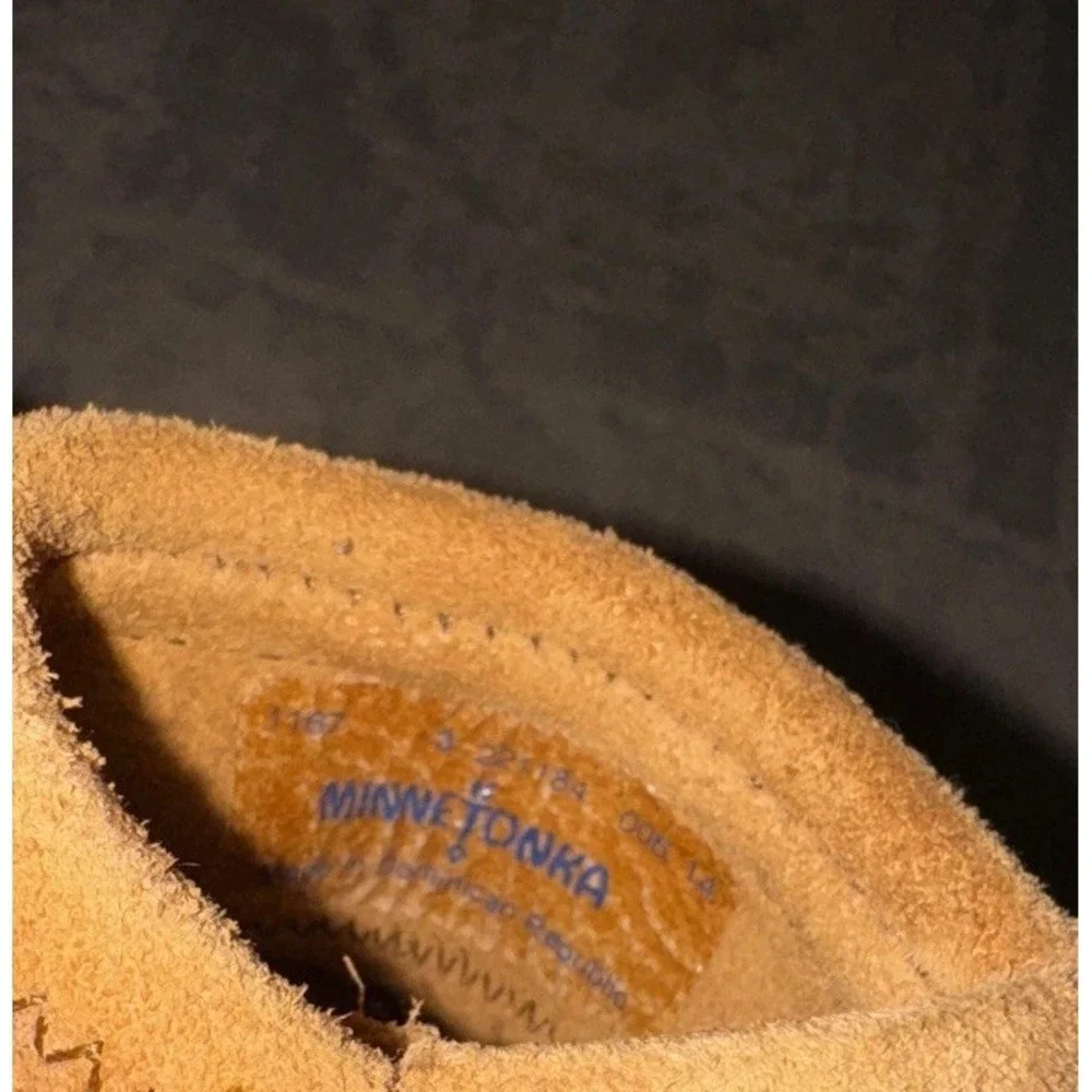 Minnetonka Leather Moccasin Shoes‎ Infant Sz 3 Tan Brown